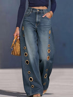 Damen Neue Hochtaillierte Lässige Weite Jeans mit weitem Bein