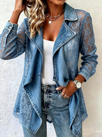 Damen Spitzen-Cardigan mit Wasserfallkragen
