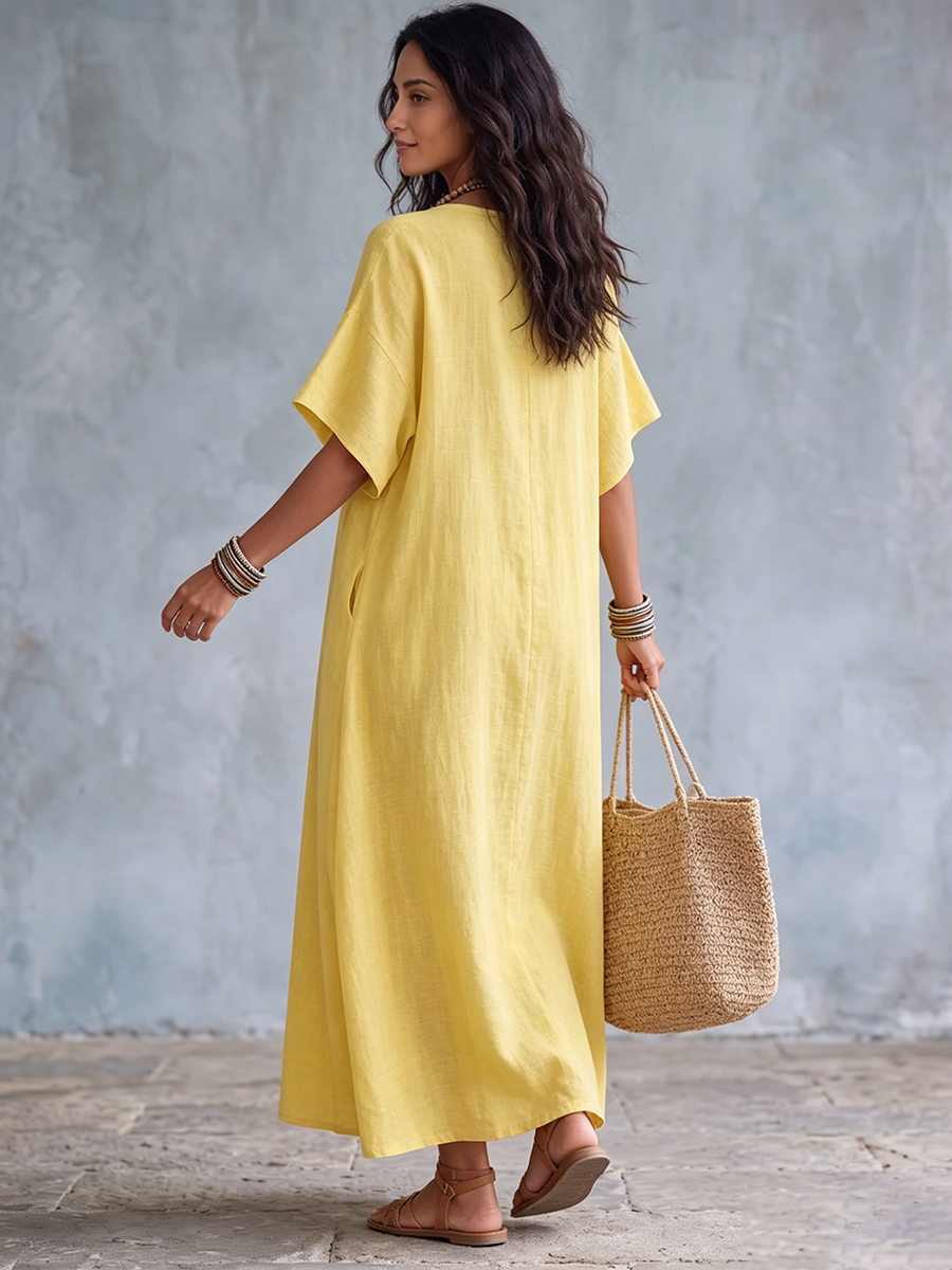 Abito minimalista elegante in cotone e lino