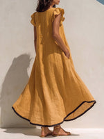Vintage kunst comfortabele stoffen katoenen linnen jurk