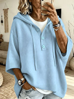 Koselig oversized strikket Henley-hettegenser