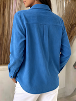 Camicia elegante in velluto a coste con pannelli traforati a motivo floreale