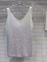 Gilet alla moda in maglia con strass scintillanti