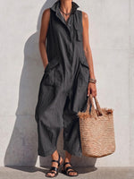 Casual mouwloze jumpsuit van katoen-linnen
