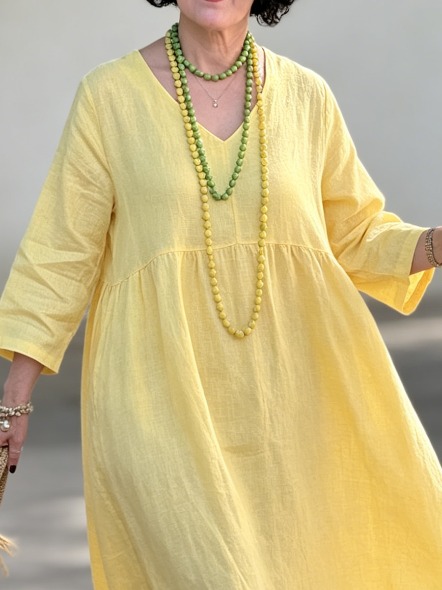 Vestido Maxi Amarelo Solar Descontraído