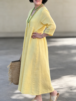 Vestido Maxi Amarelo Solar Descontraído