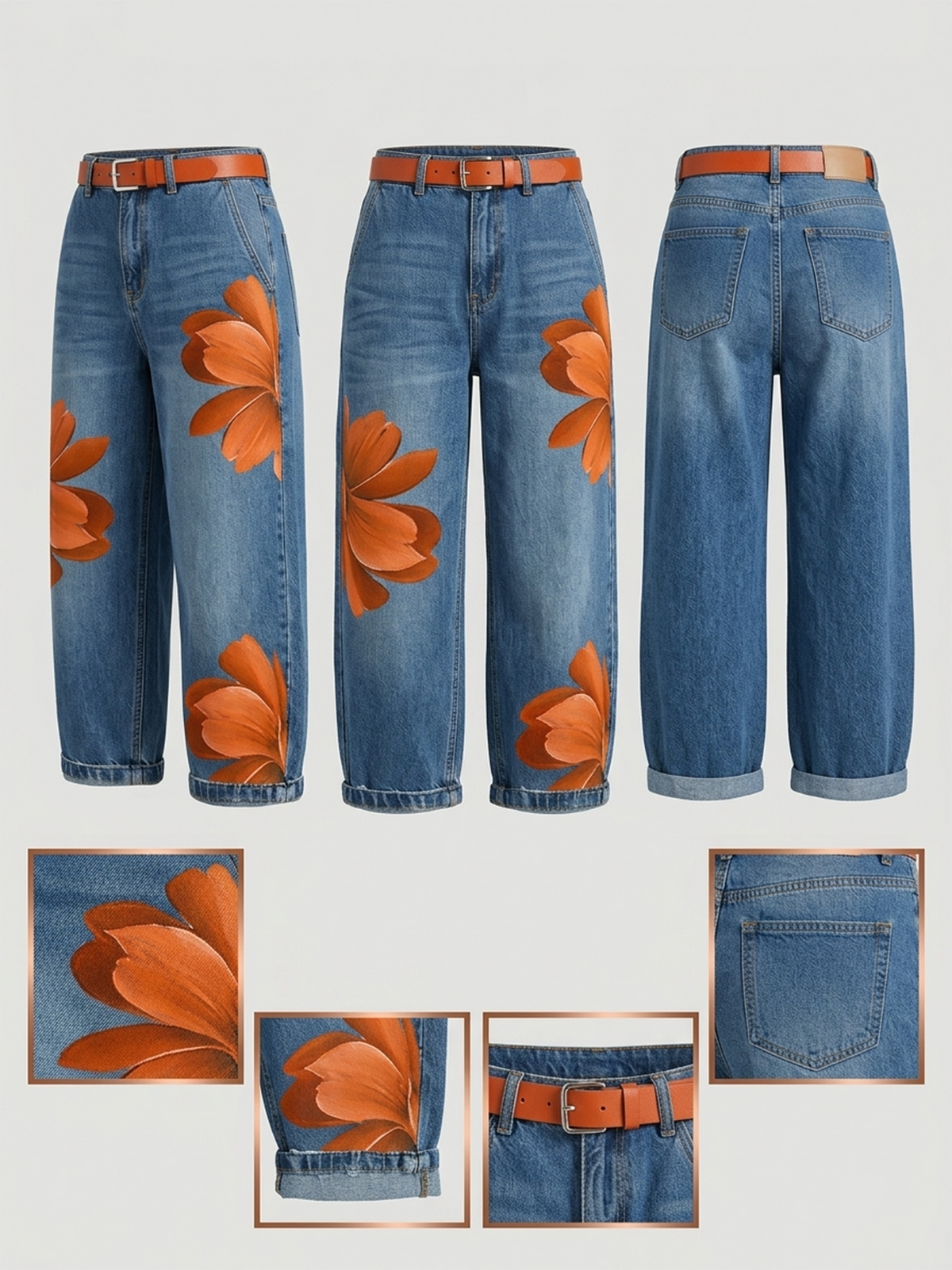 Lässige Jeans mit künstlerischem Aufdruck