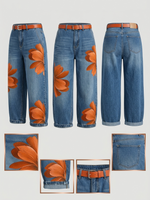 Lässige Jeans mit künstlerischem Aufdruck