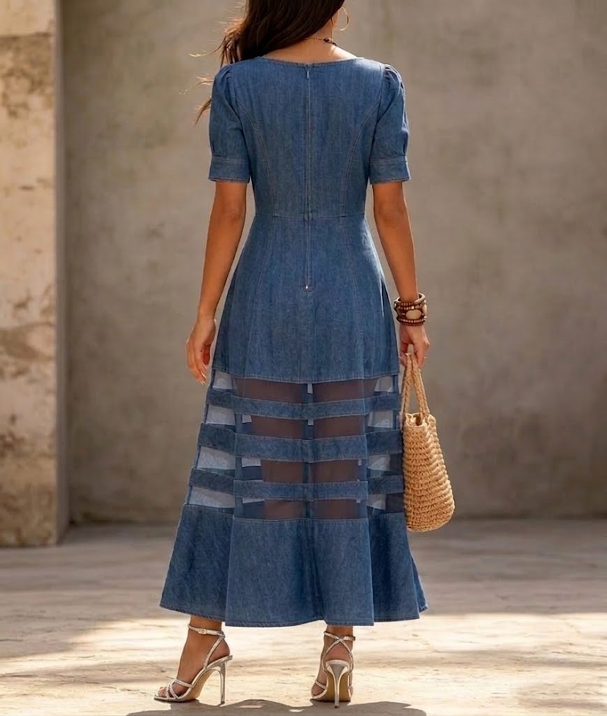 Stilvolles und elegantes A-Linien Jeanskleid