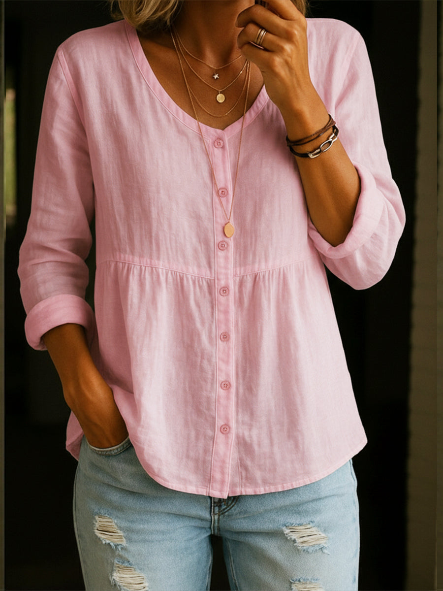 Camicia da donna in lino e cotone