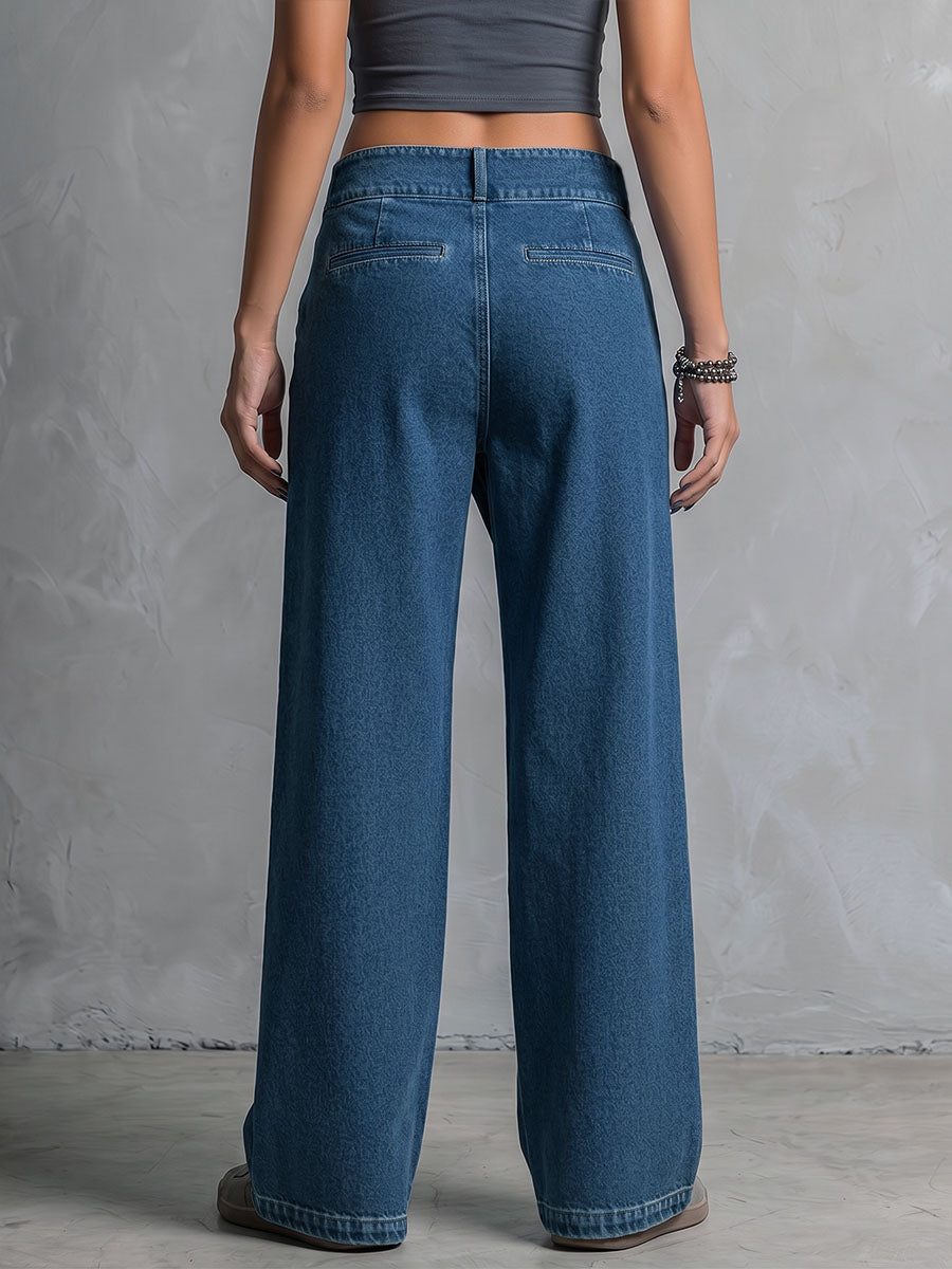 Jeans de mujer de talle alto, casuales, holgados y de pierna ancha