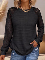 Damen Pullover in Uni-Farbe mit Rundhalsausschnitt, langärmlig, locker geschnitten, mit Cut-out und Strickpaneel