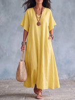 Vestido Minimalista Elegante de Algodão e Linho