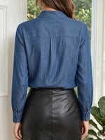 Schicke Tencel-Bluse im Denim-Stil mit langen Ärmeln und Schleifenkragen