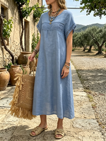 Abito da donna in misto lino con pizzo in stile boho