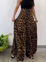 Pantalon large élégant à imprimé léopard