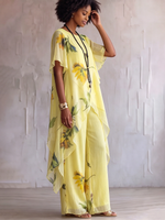 Set elegante a due pezzi con stampa artistica di girasoli