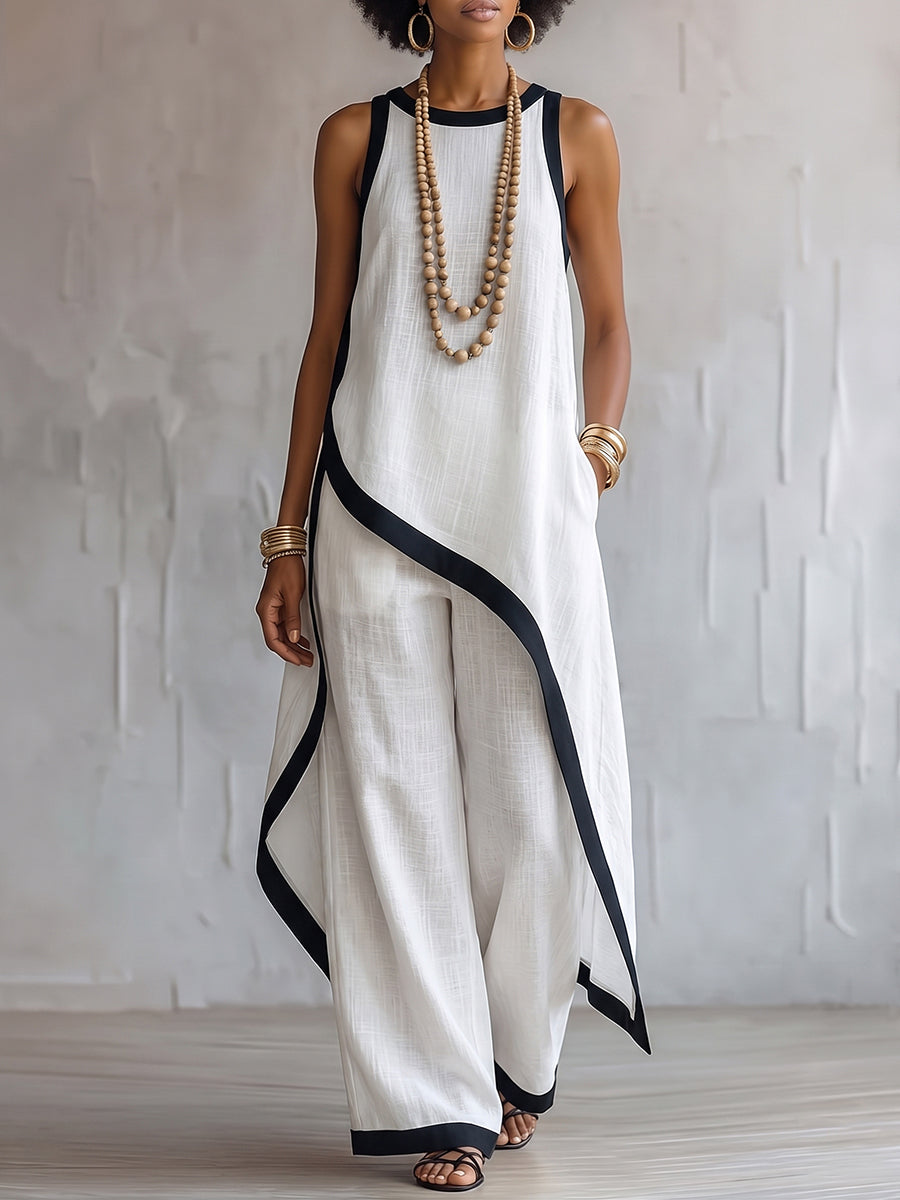 Set coordinati boho-chic traspiranti in cotone e lino