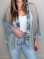 Kimono de ganga com malha brilhante para mulher