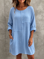 Gemütliches, locker sitzendes Babyblaues Baumwollkleid