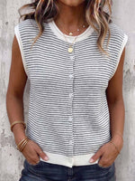 Vintage Art Comfortable Fabrics Knitted Striped Sweater