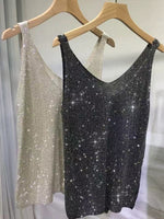 Gilet alla moda in maglia con strass scintillanti