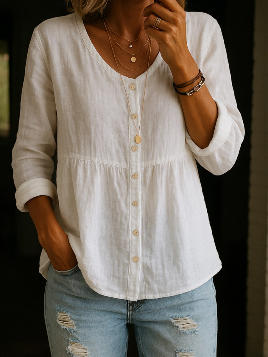 Camicia da donna in lino e cotone