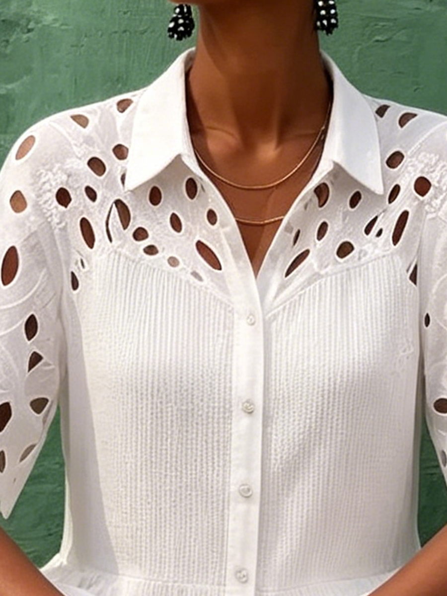 Eleganter schicker Jumpsuit mit floraler Spitzen-Einsatz-Strickoptik