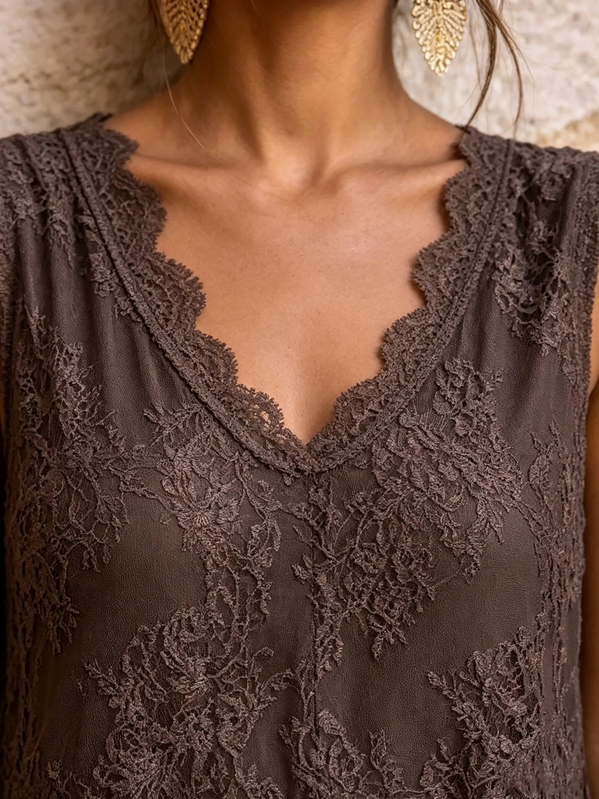 Vestido recto de encaje floral para mujer