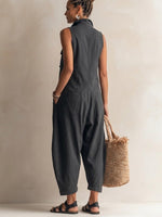 Casual mouwloze jumpsuit van katoen-linnen