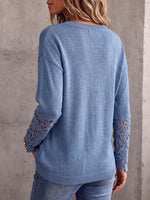 Pull élégant vintage en patchwork tricoté avec découpes