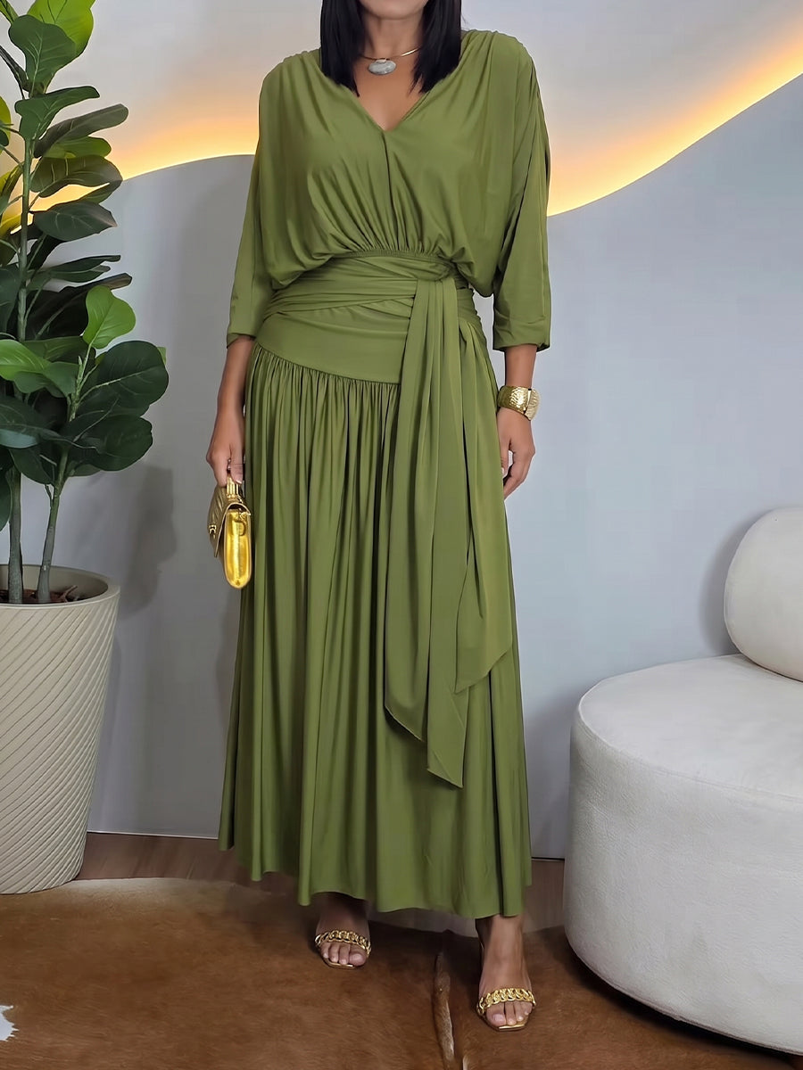 Gemütliches, locker sitzendes und dehnbares Strickoberteil und Rock im zweiteiligen Set