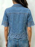 Giacca di jeans elegante con pizzo patchwork