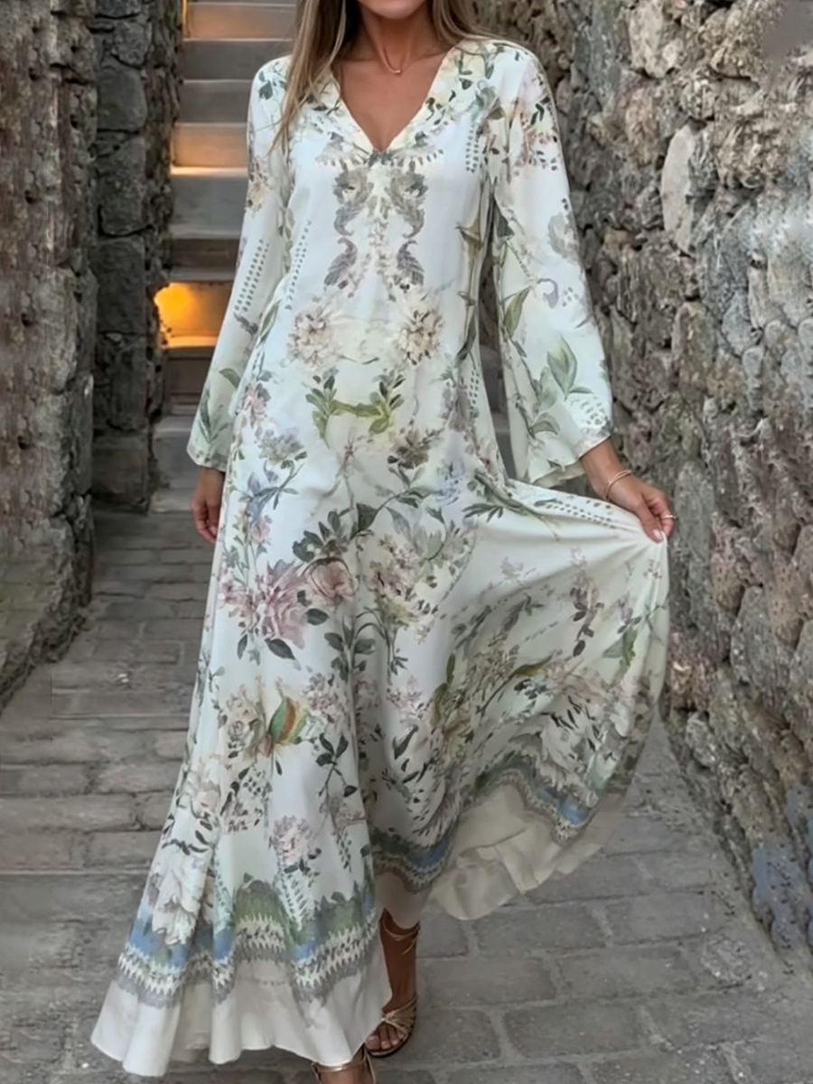 Elegantes Maxikleid mit Blumenmuster für den Urlaub