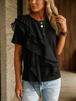 T-shirt casual e comoda in cotone con volant