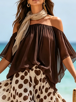 Blusa de vacaciones de gasa estilo bohemio relajado