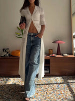Cardigan décontracté en maille avec ourlet à panneaux en coton