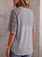 Vintage elegante patchwork geborduurd shirt met open mouwen