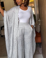 Locker sitzendes Freizeit-Set aus Cardigan und Hose mit geometrischem Muster