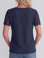 Damen Pullover mit V-Ausschnitt in Uni-Farbe, Waffelstrick, mit Spitzenstickerei – lässige, lockere Passform