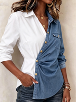 Elegantes Jeanshemd mit unregelmäßigen Einsätzen