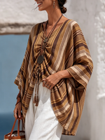 Blusa poncho a righe in stile boho-chic