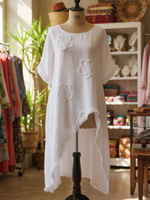Camicia ampia in cotone con ricamo floreale