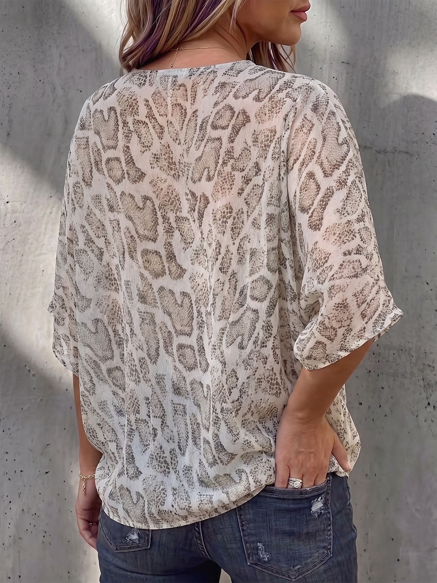Camisa de gasa con telas cómodas y arte vintage