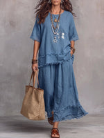 Conjunto de Camisa Vintage Elegante con Bordado de Lentejuelas en Patchwork