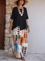 Set due pezzi in cotone con stampa geometrica artistica