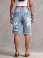 Damen-Jeans mit hoher Taille, lockerem Schnitt, weitem Bein und Rissen