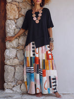 Set due pezzi in cotone con stampa geometrica artistica