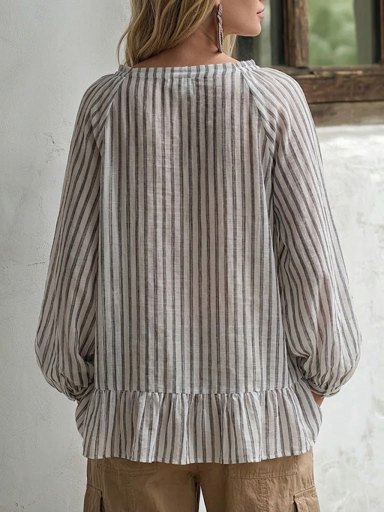 Camicia a righe in lino e cotone dalla vestibilità comoda
