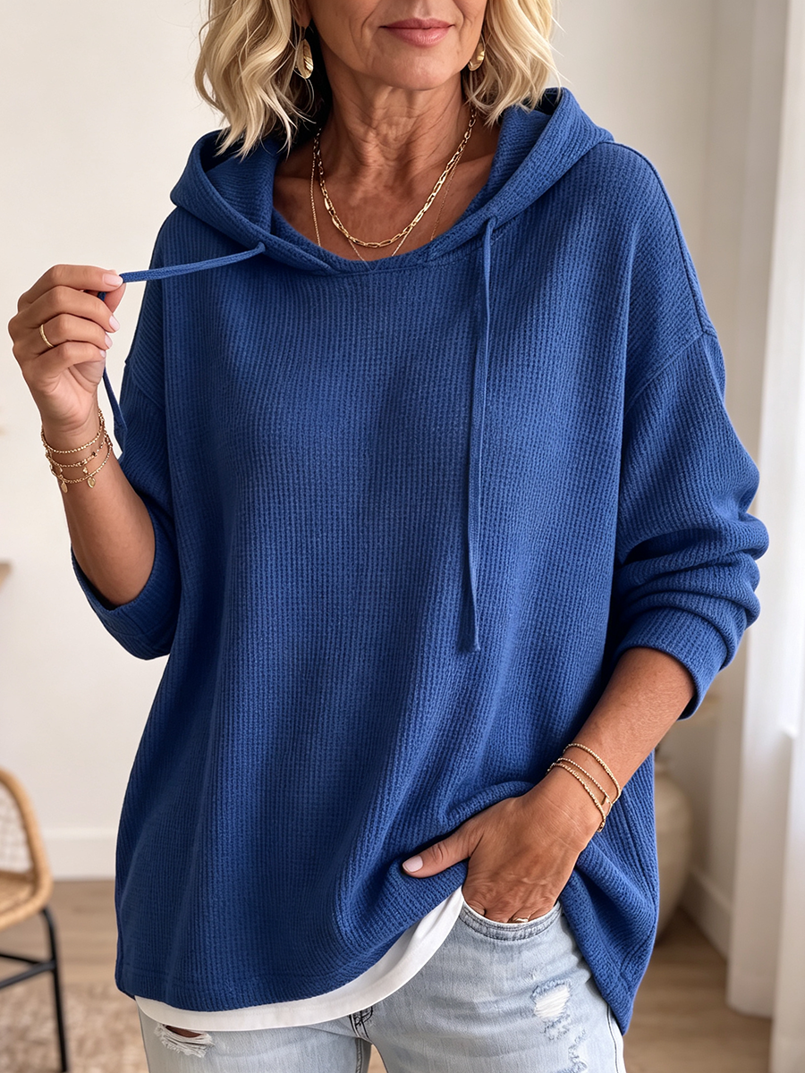 Lässiger Hoodie aus Waffelstrick